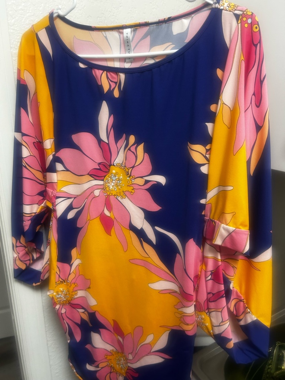 Trina Turk Navy, Pink & Mustard Floral Tunic